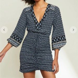 NWT Veronica Beard Zaria Floral Ruched Mini Silk Dress
